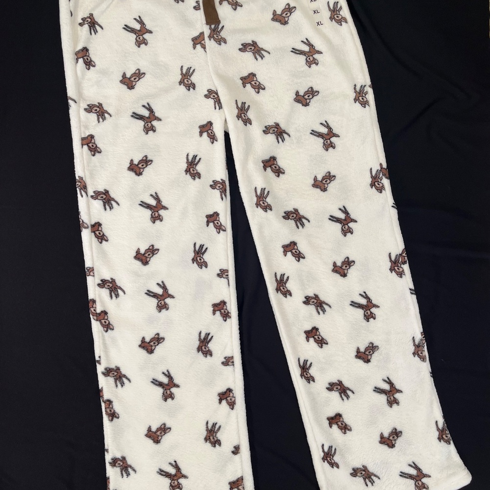 Harper & Ivy "Pajama pants in plush ivory Bambi" NWT